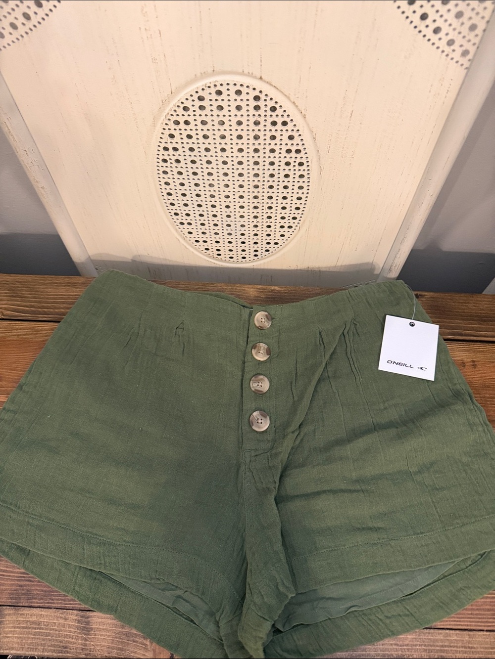 O'Neill Olive Green High-Waist Button-Front Women’s Shorts NWT-28